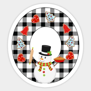 BW Buffalo Checks Pattern Monogram O | Snowman Sticker